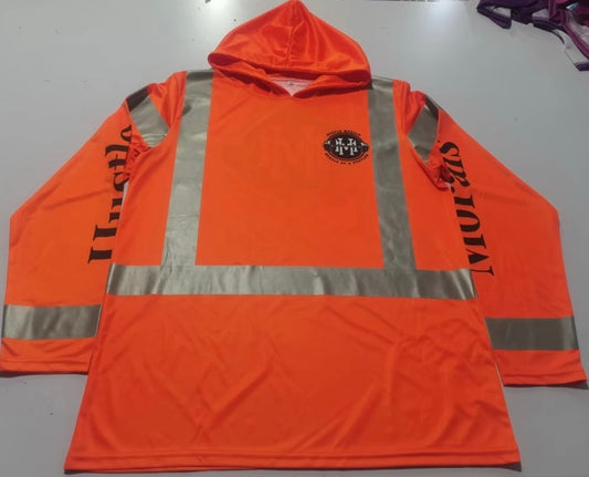 Long Sleeve hoodie Tee W/ High visibility strips