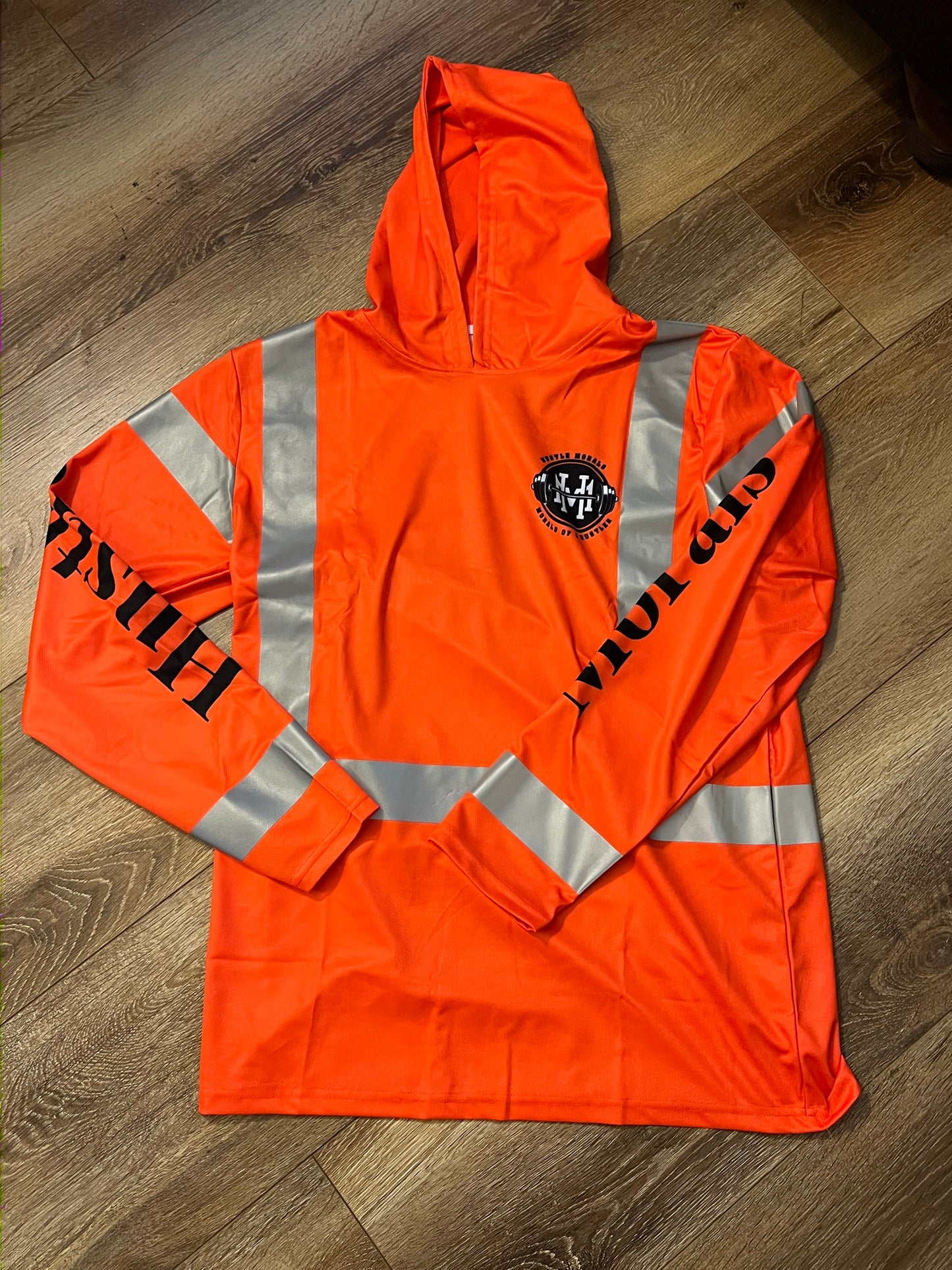 Long Sleeve hoodie Tee W/ High visibility strips