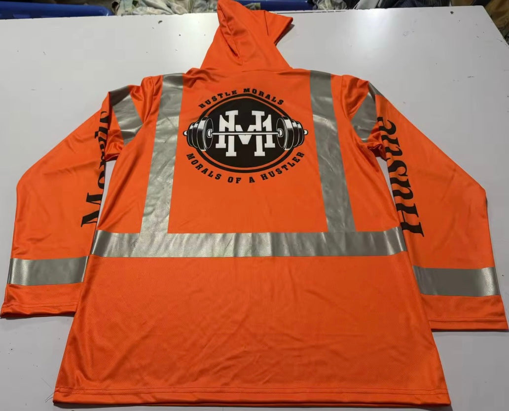 Long Sleeve hoodie Tee W/ High visibility strips